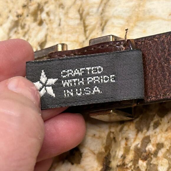Vintage Brighton Women’s Large Brown Leather Belt with Silver Tabs and Buckle main image 15